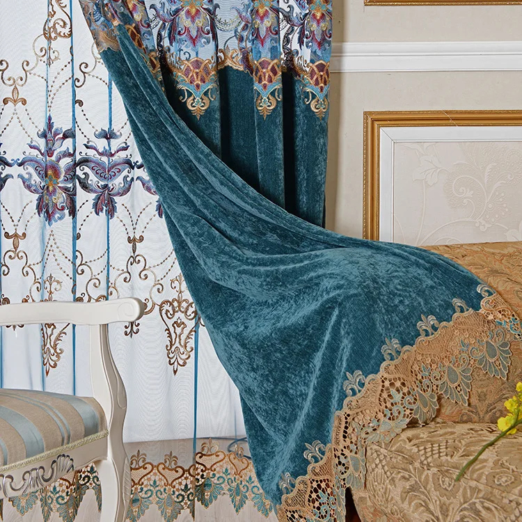 European Water-soluble Embroidery Cashmere Bedroom Curtains