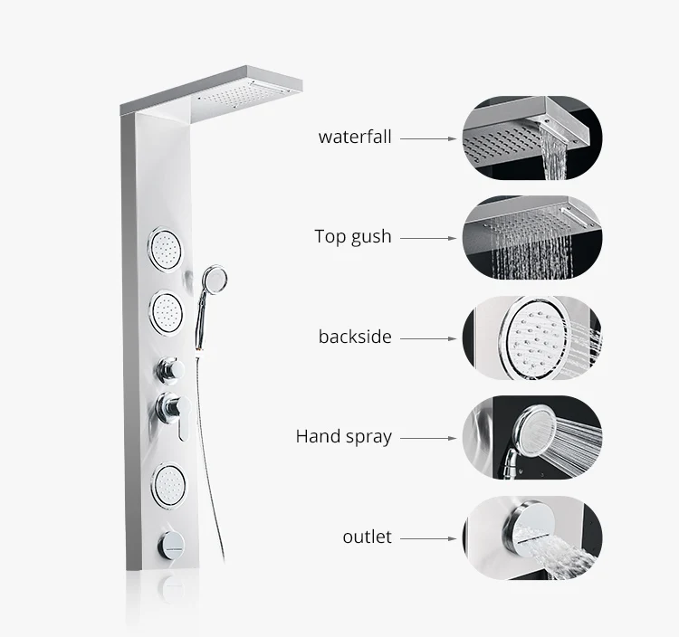 Fapully душевая панель настенная массажная система кран с струями ручного душа дождь водопад душевая панель LY112-01N