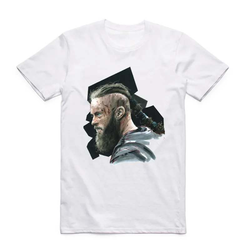 Fashion Men Print Ragnar Lothbrok Vikings Lodbrok T-shirt O-Neck Short Sleeves Summer Hipster Funny Top Tee T Shirt | Мужская одежда