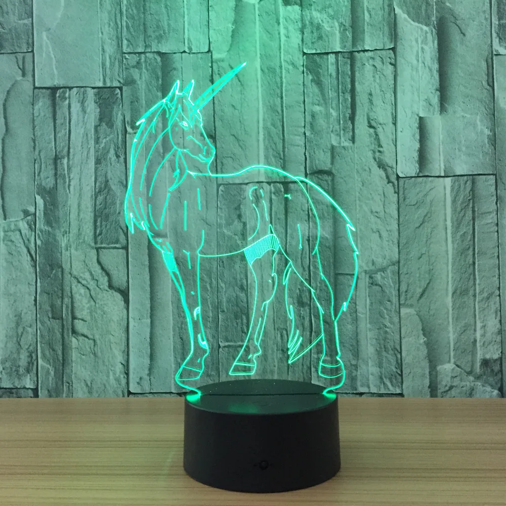  Unicorn 3d 7 Color Changing Night Light Licht Ligero Leger Kid Led Table Desk Lamp Lampe Lampa Lamp