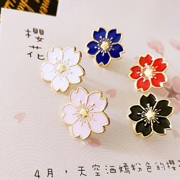 

1 pcs beautiful sakura metal badge brooch button pins denim jacket pin jewelry decoration badge for clothes lapel pins