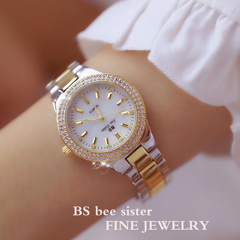 

2019 Luxury Brand lady Crystal Watch Women Dress Watch Fashion Rose Gold Quartz Watches Female Stainless Steel Wristwatches