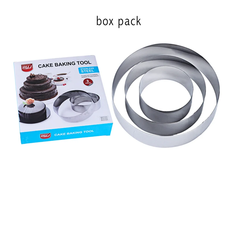3pc with box 3 шт./компл. Нержавеющая сталь нож для разрезания торта мусс кольца для нарезки печенья в виде большой круглый Форма для приготовления печенья Fondant(сахарная) для приготовления желе и выпечки инструмент - Цвет: 3pc with box
