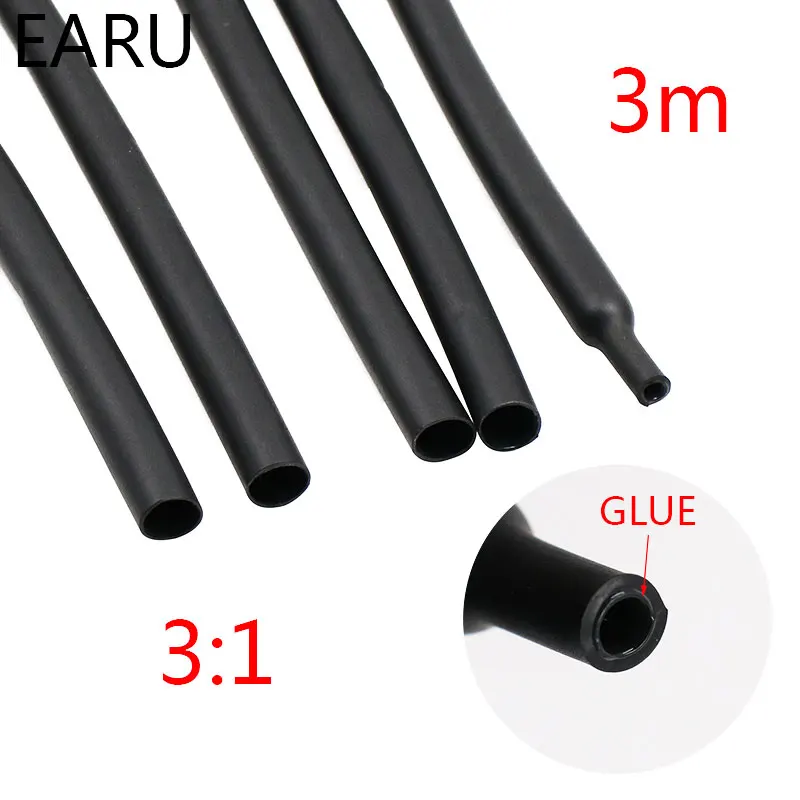 

3M/lots 3:1 Heat Shrink Tube with Glue Dual Wall Tubing Diameter 1.6/2.4/3.2/4.8/6.4/7.9/9.5/12.7mm Adhesive Lined Sleeve Wrap