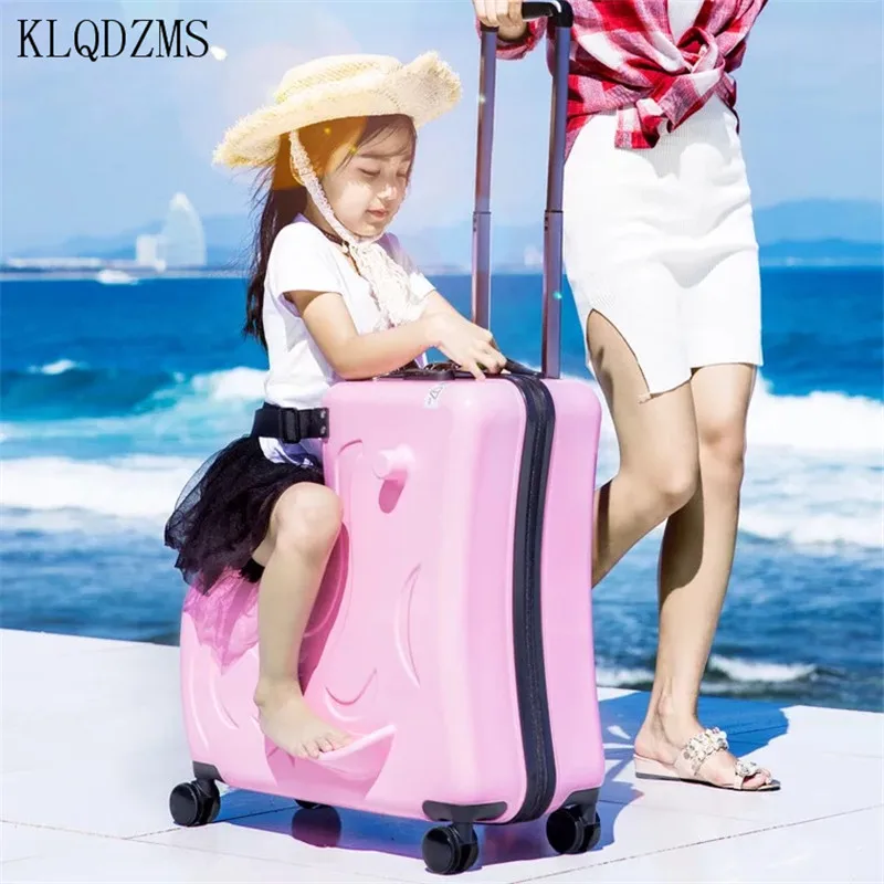 KLQDZMS 20/24inch Cute Cartoon Children Travel Suitcase Multifunction Rolling Luggage Spinner Suitcase Wheels kid Trolley Bags