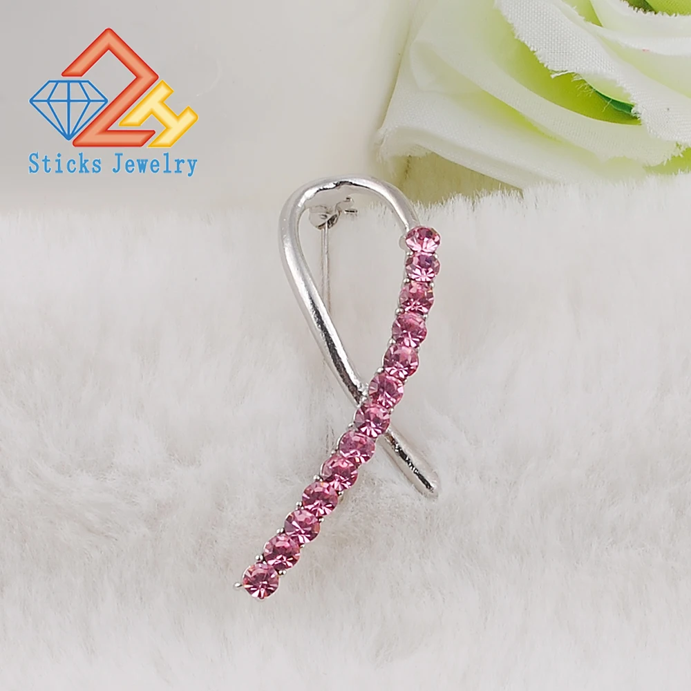

White K Plating color exquisite diamond brooch fashion jewelry red ribbon