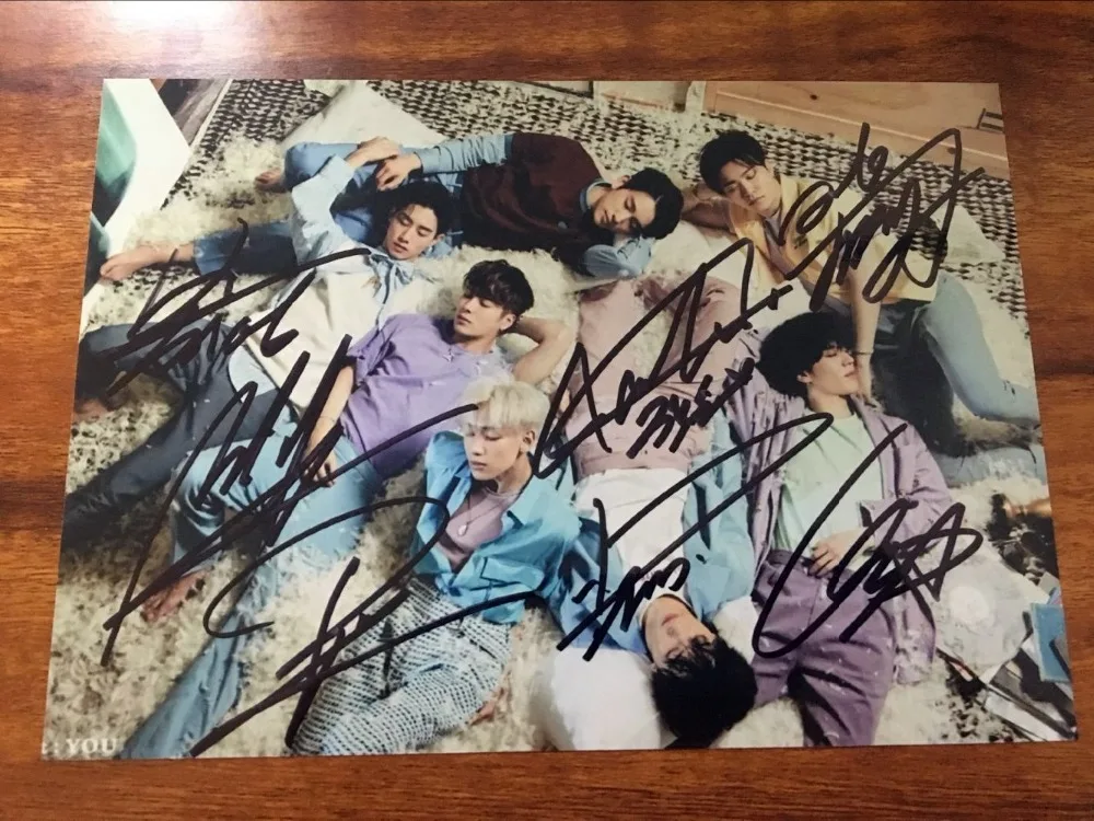 Подписанный GOT7 autographed group photo 3rd альбом подарок: вы K POP 92018A|Открытки и приглашения| |