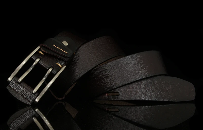 Fashion British Style Double Pin Buckle High Quality Genuine Leather Belt For Men Casual Jeans Waistbands Strap Free Shipping cowboy belt