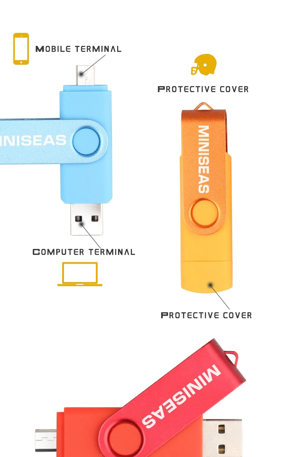 Miniseas USB Flash Drive смартфон OTG 64 gb 32 gb 16 gb 8 gb флешки внешних накопителей накопитель usb memory stick Flash Drive