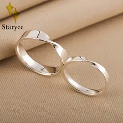 Настоящее 18 К белого золота Lover Пара Юбилей Романтический предложить занимается Свадебные Мебиуса кольца для Для женщин Для мужчин подарок