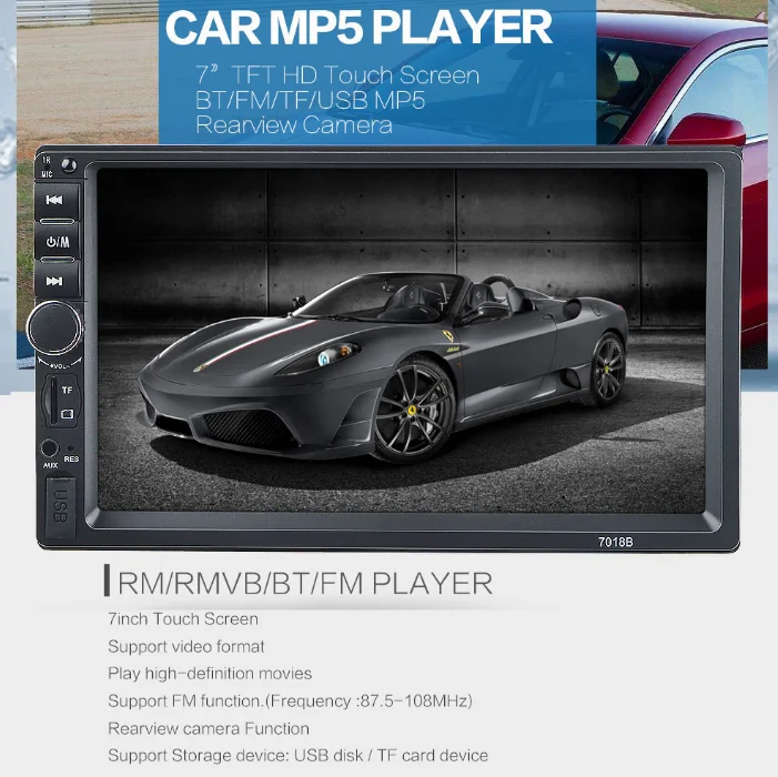 Clearance by DHL/Fedex 10pcs new 7018B 2 Din Car Video Player Auto Audio Stereo MP5 Player 7 inch 2Din Car DVD Player USB FM Bluetooth 2