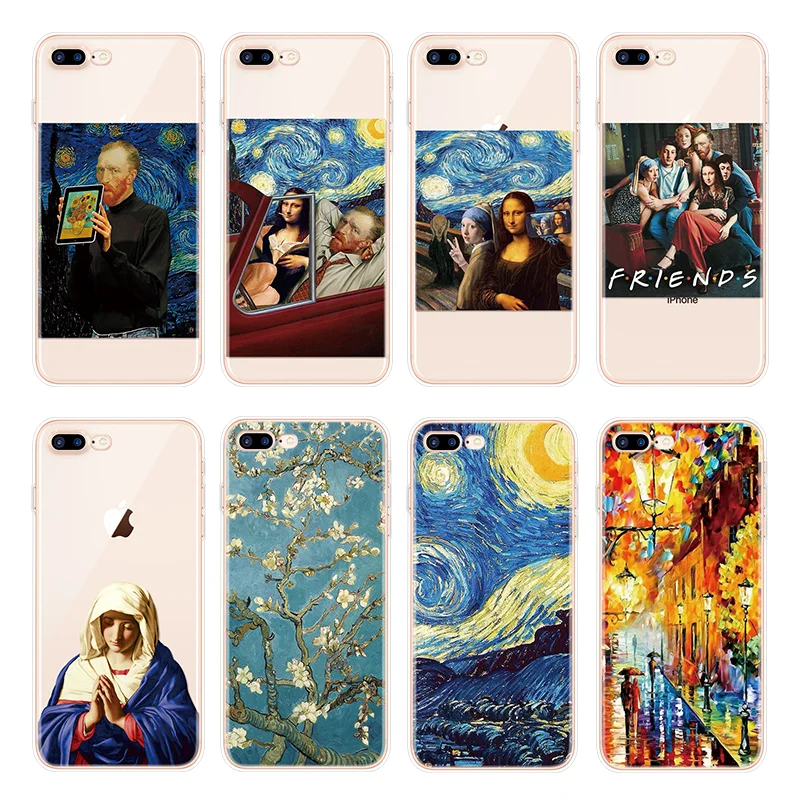 

Van Gogh for iPhone 7 Plus 8 Xs Max XR Phone Case For iPhone X 4 4S 6 6S 5 5S SE 5C Soft TPU Fundas Mona Lisa Back Cover Coque