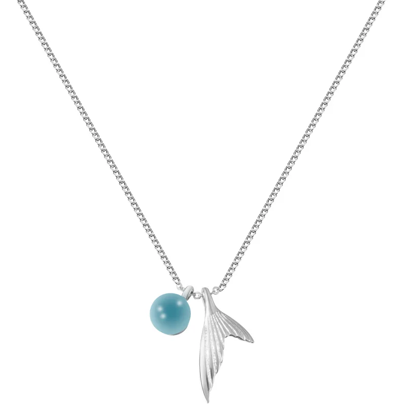 

Fashion 925 Sterling Silver Fish Necklaces For Women Gift Mermaid Tail Choker Necklace Boho Wedding Jewelry Collar