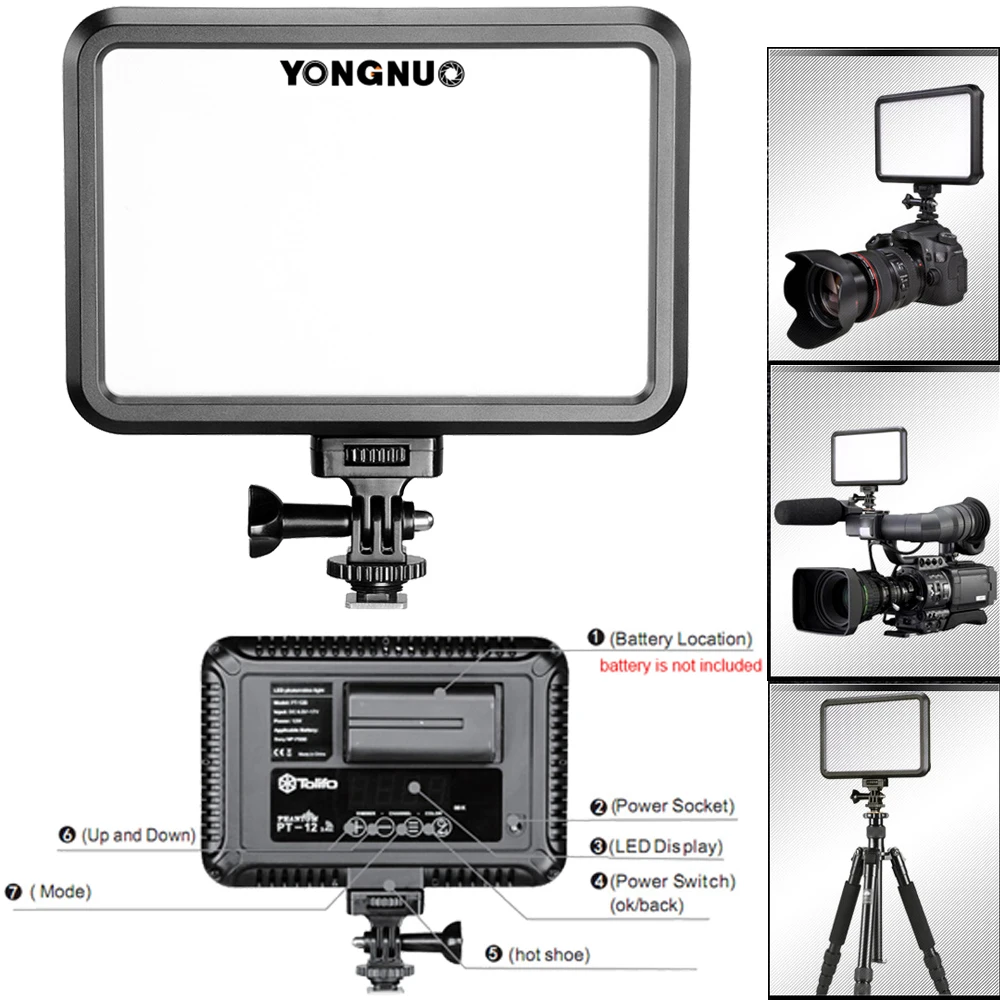 PT-12B светодиодный вспышка для фото и видео световая камера 3200-5600 K заполняющая световая панель с адаптером для горячего башмака для Canon Nikon Pentax Olympus