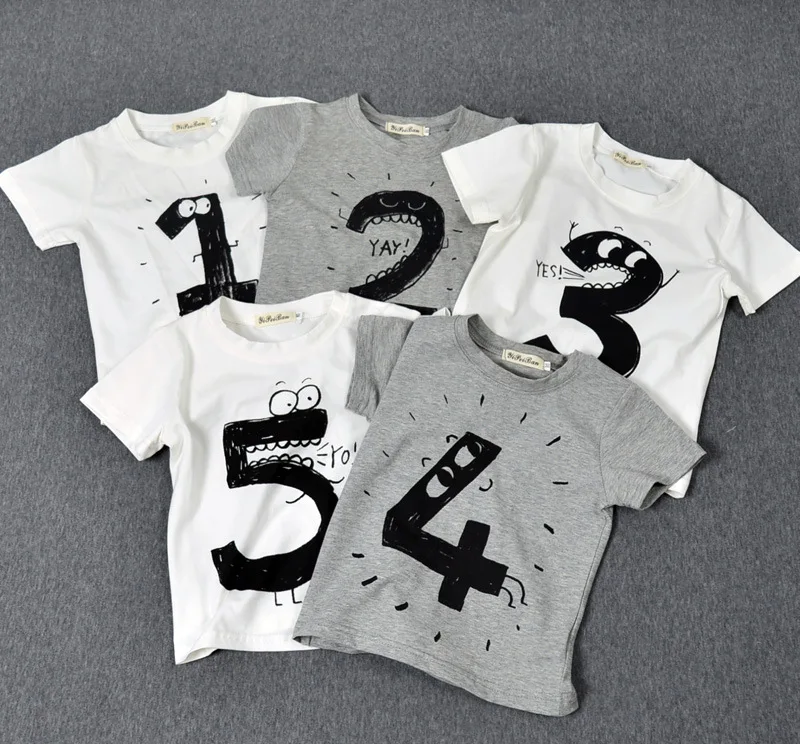 Number Series No. 1 5 Print Baby Boys T Shirt 2017 Summer 100Cotton
