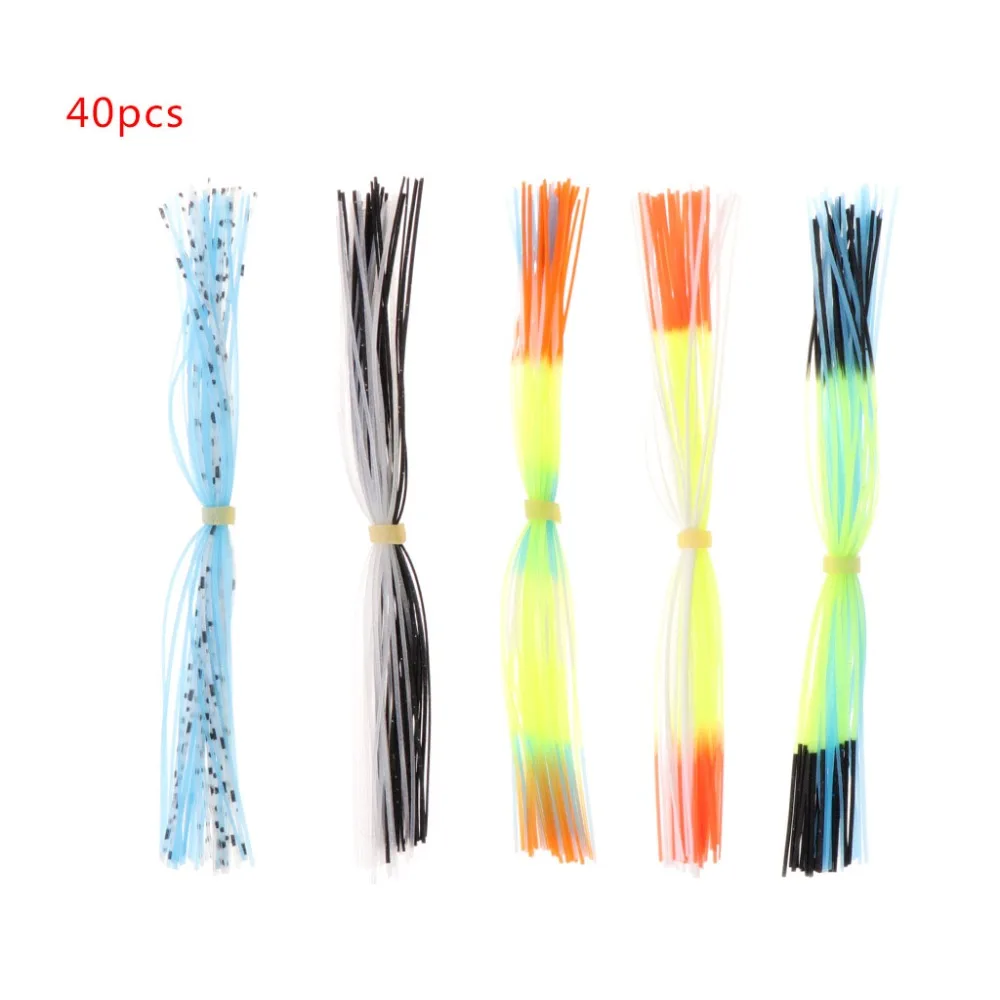 

40 Pcs/Strands Fishing Skirts Silicone Rubber Jig Squid Lure Spinner Bait Thread