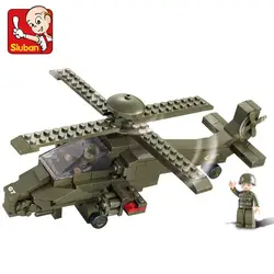 Sluban 199 шт. Строительные блоки Набор армейский вертолет модель Enlighten 3D Строительные кирпичи игрушки Фигурки игрушки для детей