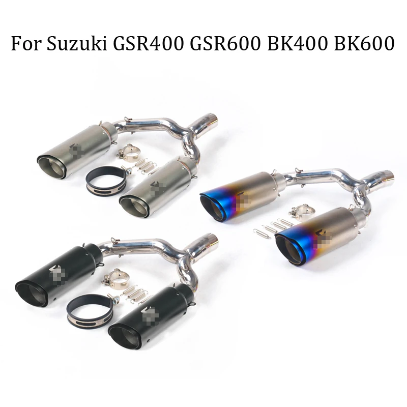 Для SUZUKI GSR400 GSR600 BK400 BK600 двойной глушитель выхлопа мотоцикл модифицированный с передним средним звеном трубы скольжения на