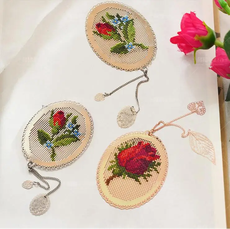 

oneroom DIY Craft Stich Cross Stitch Bookmark Metal Silver Golden Needlework Embroidery Crafts Counted Cross-Stitching Kit