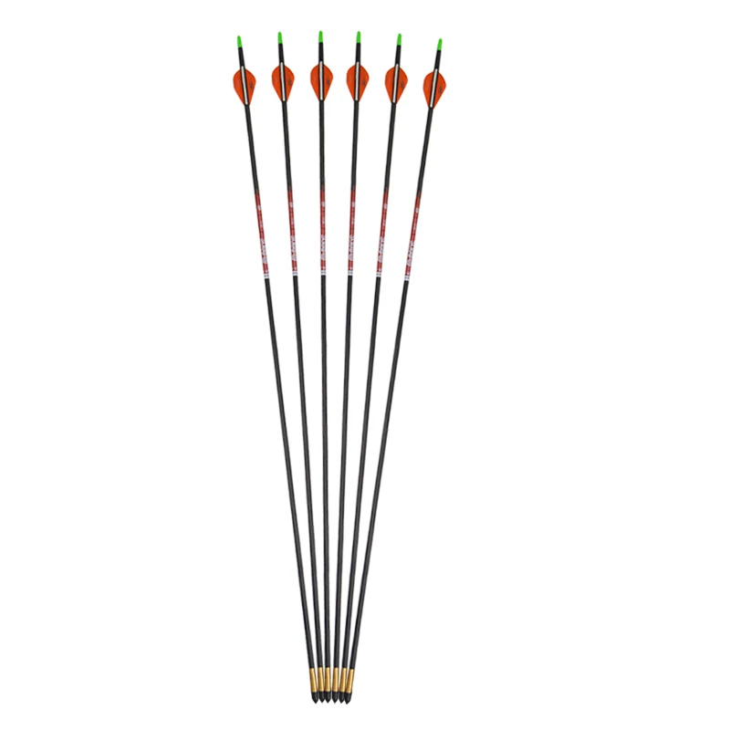 

6/12 PCS Spine 400 Archery Carbon Arrows Nocks Target Points Arrowheads Broadheads For Recurve Compound Bow Hunting Shooting