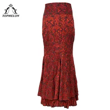 Женская юбка TOPMELON женская юбка Макси Русалка стимпанк юбка в готическом стиле со шнуровкой Цветочные шоу клуб танец корсет юбки