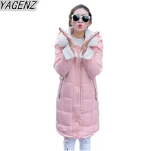 YAGENZ Winter Women Lamb Cotton Long Cotton Jacket 2017 Fashion Casual Lambs Wool Coat Female Large size Hooded Cotton Overcoat