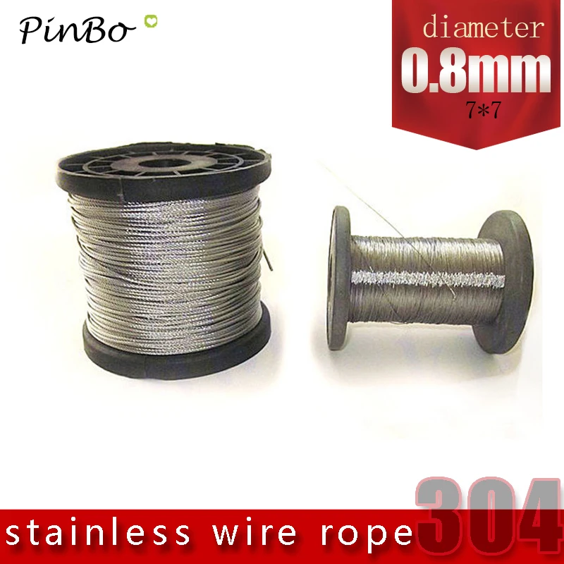 

50M 304 stainless steel wire rope alambre cable softer fishing lifting cable 7X7 Structure 0.8mm diameter