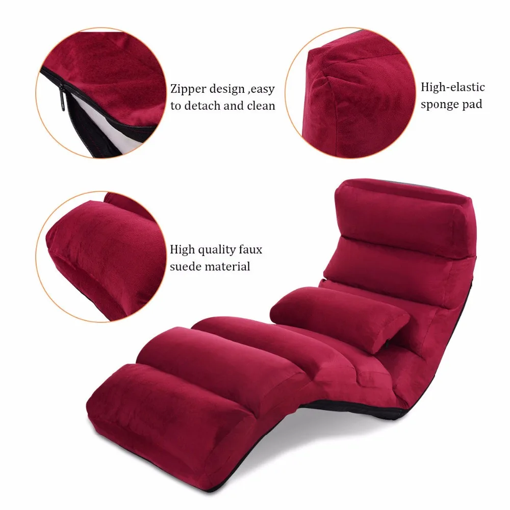 Giantex Folding Lazy Sofa Chair Stylish Sofa Couch Bed Lounge Chair W/Pillow Home Furniture HW53981WN