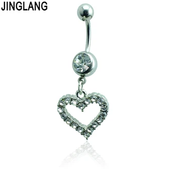 

Brand New Fashion Belly Button Rings Stainless Steel Barbell Dangle Rhinestone Heart Navel Body Piercing Jewelry