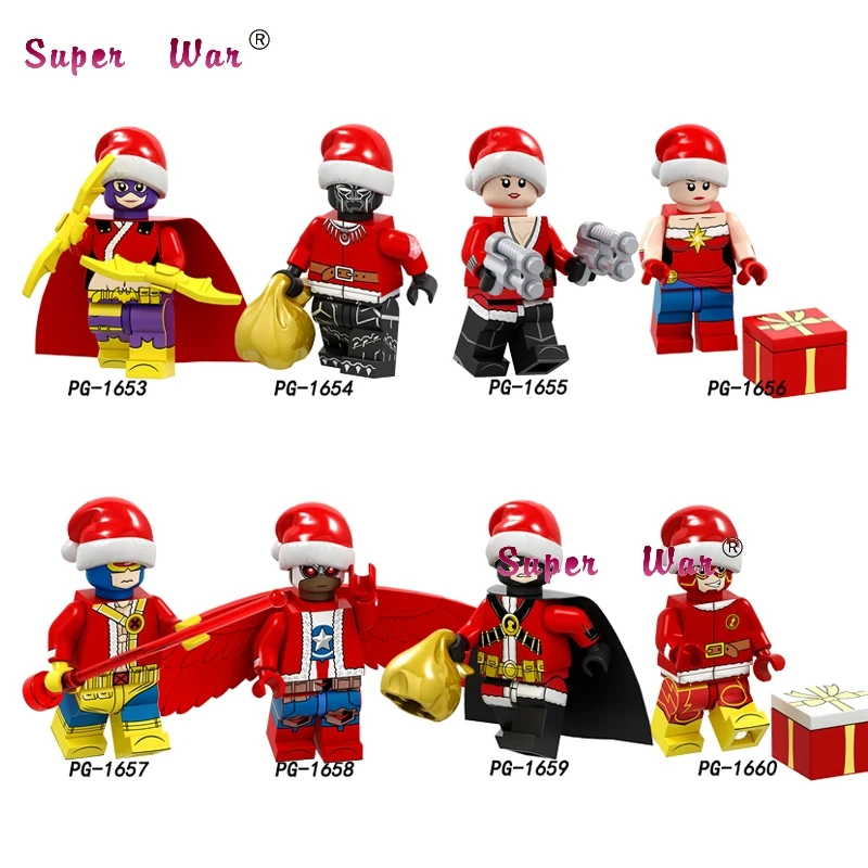 

Single santa Merry Christmas Flash Black Widow Bat woman Panther Robin Cyclops building blocks model bricks toys for children