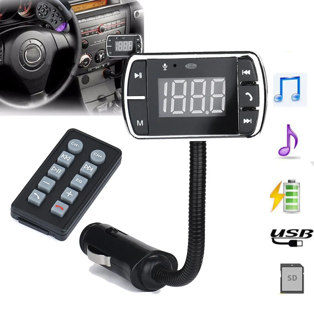 

Hands Free Wireless Bluetooth FM Transmitter + AUX Modulator Car Kit MP3 Player SD USB LCD Car Accessories 2019 NEW