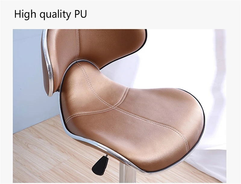 Modern Simple PU Seat Bar Chair Creative Ergonomic Lifted Bar Chair Coffee Rotated Dining High Stool with Footrest and Backrest