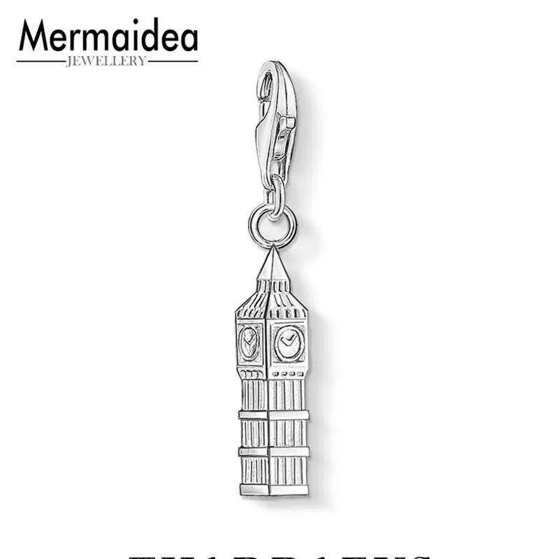 

2019 New Collection British Big Ben Building Pendant Charm 925 Sterling Silver Fashion Gift fit Charm Bracelets Jewelry Making