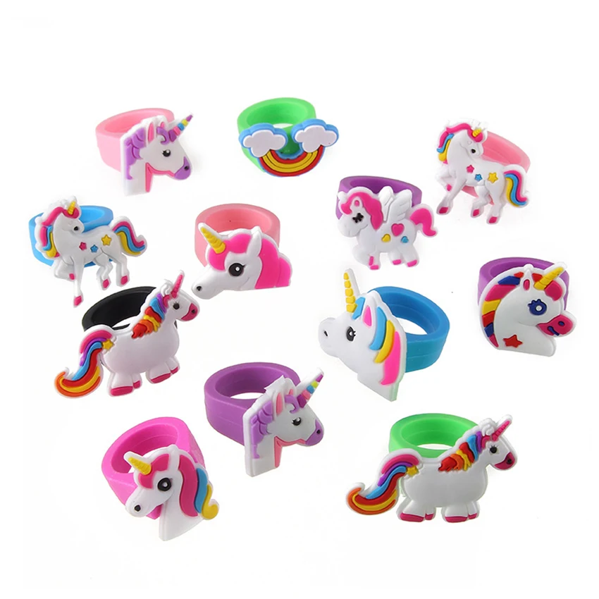 12Pcs Unicornio Party Rubber Bangle Key Chains Kids Favors Birthday Bracelet Baby Shower DIY Colorful horse Party Decor Supplies