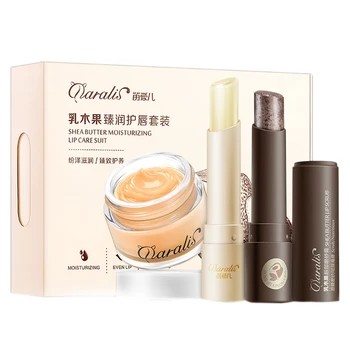 

Daralis 3Pcs Shea Butter Lip Care Set Moisturizer Nutritious Lip Balm Scrub Cream Exfoliating Nourishing Suit Mask For Lips Sk