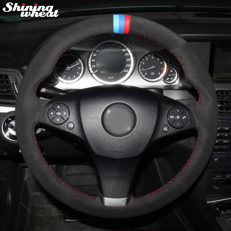 

Shining wheat Black Suede Steering Wheel Cover for Mercedes-Benz e350 e260
