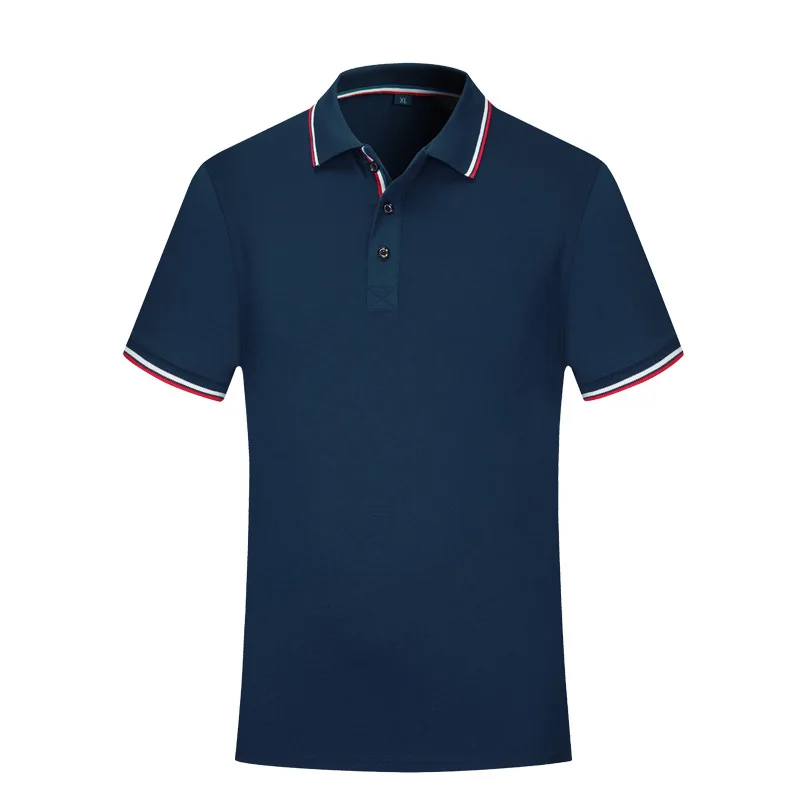 navy blue Пользовательский текстовый логотип с надписью Фирменная Форма команды полосы рубашки унисекс влюбленных пар женщин Мужчины футболка рабочие пуговицы - Цвет: navy blue