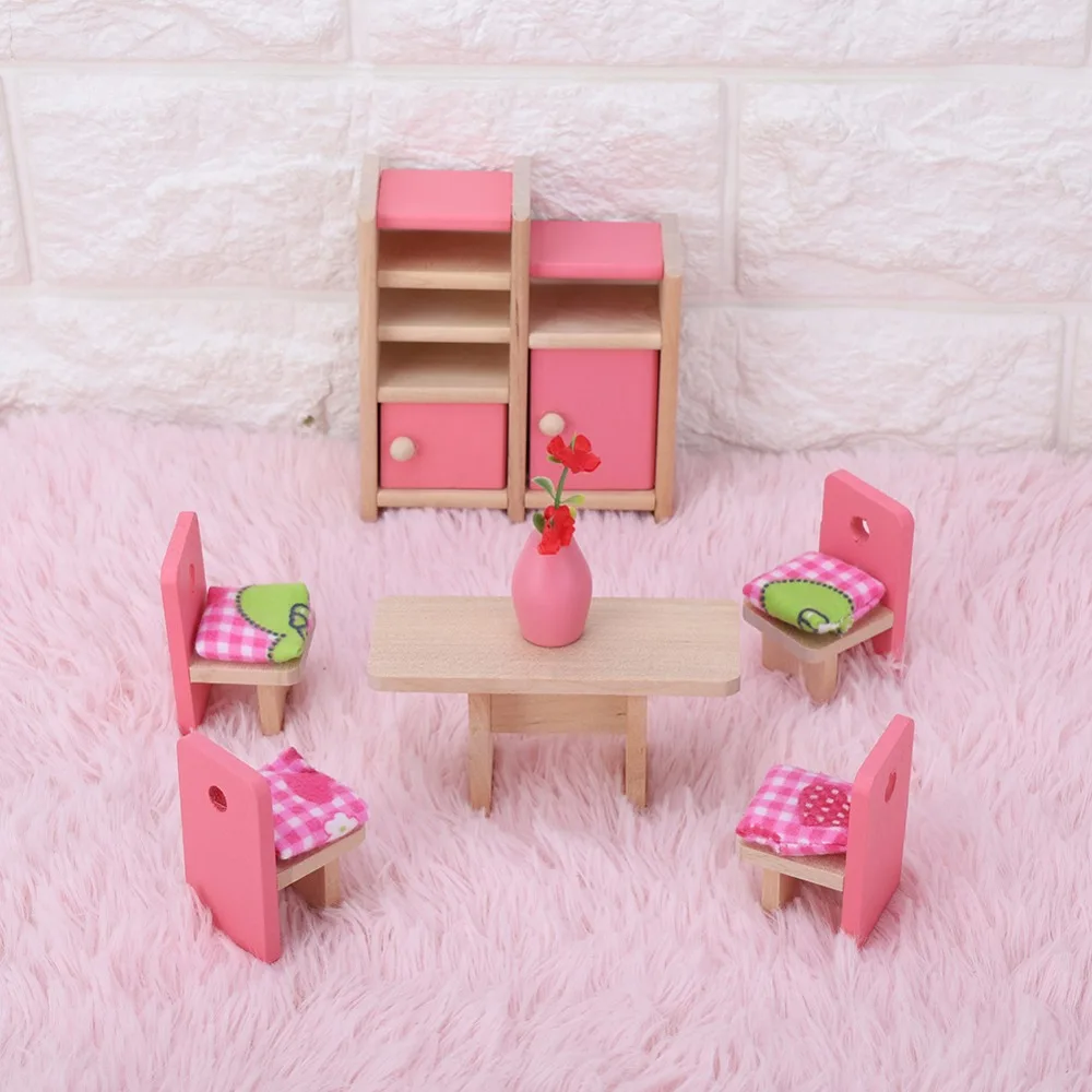 Имитация миниатюрной деревянной мебели игрушки кукольный домик деревянная мебель набор кукол детская комната для детей игровая игрушка мебель для кукол