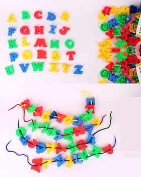 

JingQi plastic toy baby birthday gift letter beads shape DIY threading building block educational blocks 1 bag free shipping