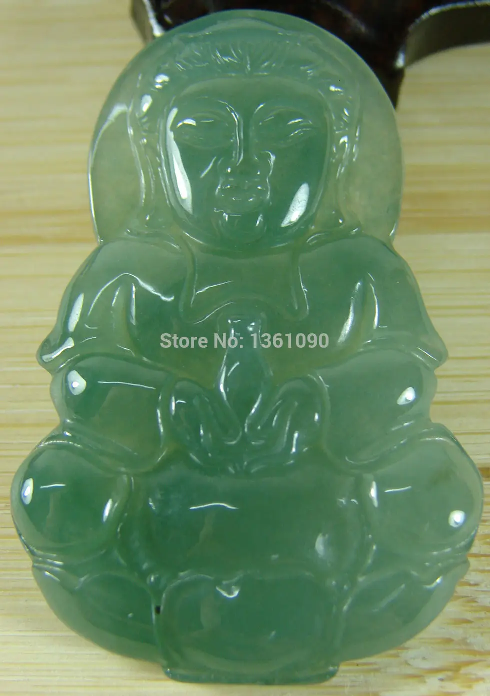 

003454 Certified Icy Oil Green Natural Grade A Jade Jadeite Pendant Kwan Yin