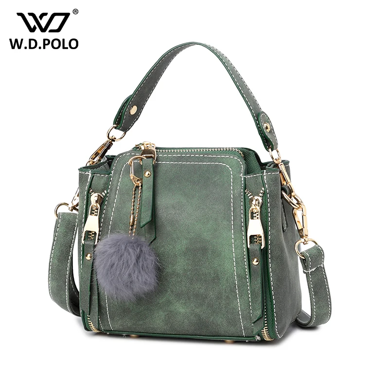 

NEW pu leather women handbag fashion hairball Accessories chic female shoulder /messenger bag candy color women bags C354