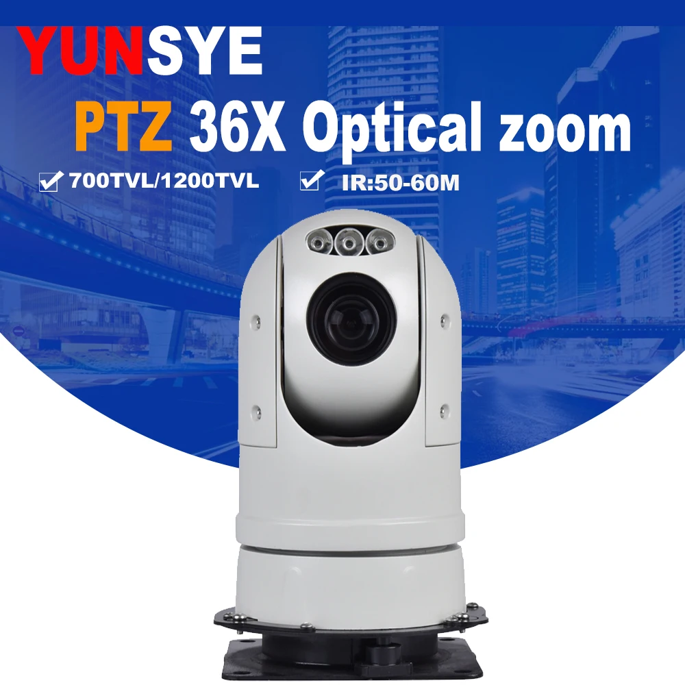 YUNSYE полицейский Вибростойкий мобильный IR 36x зум автомобиль PTZ камера CCD автомобиль высокая скорость PTZ камера 700TVL видеонаблюдение