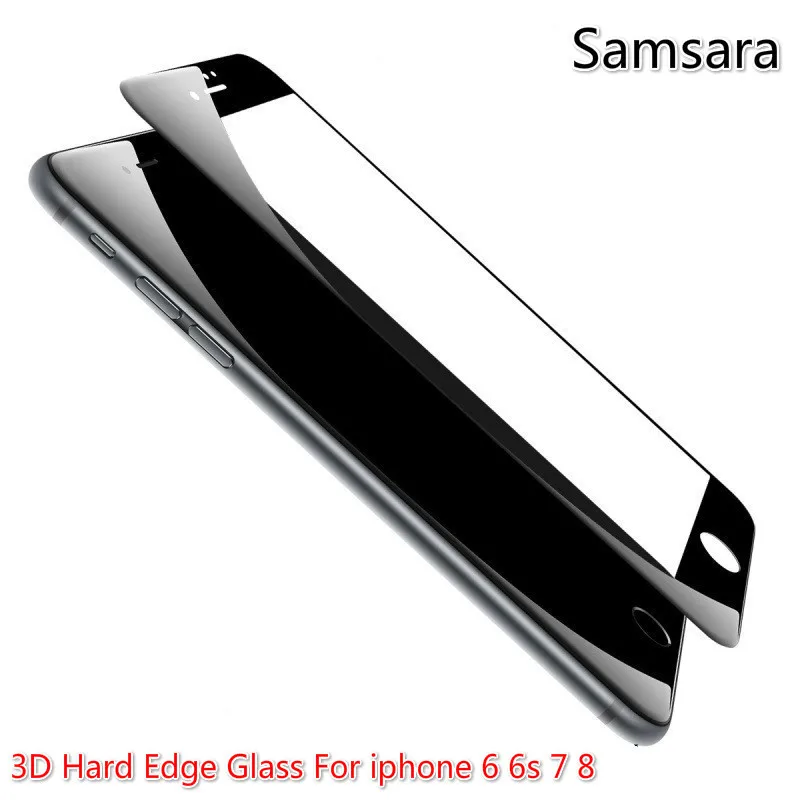

Full Cover Hard Edge Cell Phone Screen Protector For iPhone 7 8 Tempered Glass For iPhone 6 6s Glass Protective Film 9H Quality