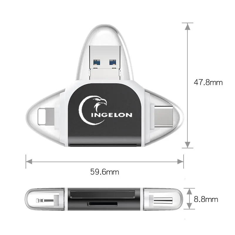 3 в 1 флэш-накопитель USB Micro SD и TF смарт-кард-ридер адаптер для iPhone 5 6 7 8 для iPad Macbook Air Android камера