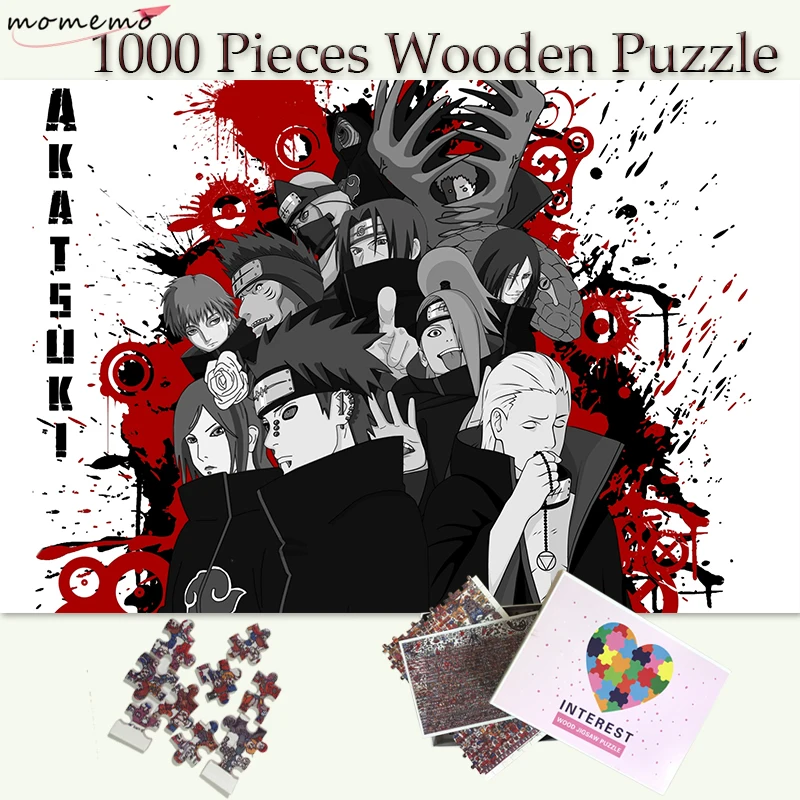 

MOMEMO Akatsuki Sect Wooden Puzzle Customized Naruto Anime 1000 Pieces Wooden Jigsaw Puzzles Adults Teenagers Kids Puzzle Toys