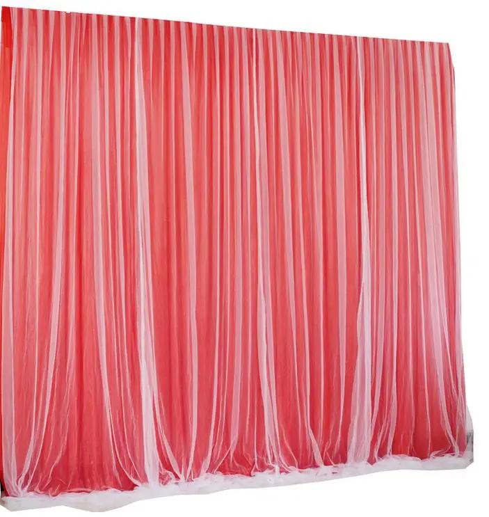 

Hot Wedding Backdrop swag White Tulle with Ice Silk Two Layer 3*6m Wedding Supplies Background Curtain for wedding Decorations
