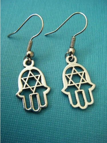 Fashion Vintage Silver Summer Style Jewish Star Of David With Hamsa Fashion Vintage Silver Summer Style Jewish Star Of David With Hamsa Hand Charms Drop Earrings For Women Box Gift Jewelry Z206 In From