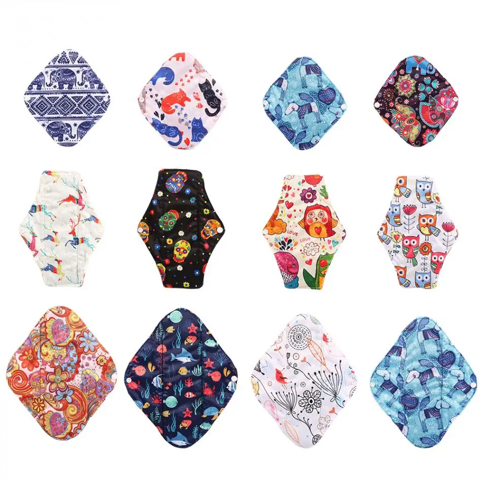 

3PCs Reusable Period Sanitary Pads Charcoal Bamboo Cloth Menstrual Pads Washable Sanitary Towel Nappy Panty Pads Size S + M + L
