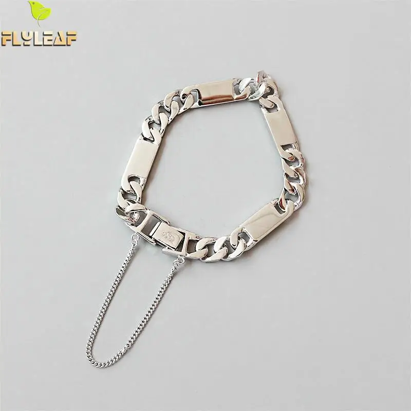 

Flyleaf 925 Sterling Silver Bracelets For Women Glossy Square Simple Fashion Fine Jewelry Bracelets & Bangles High Quality