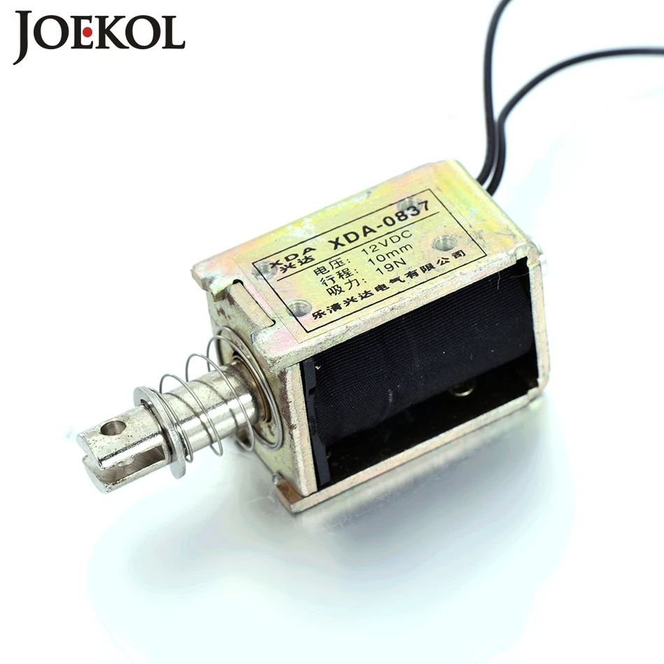 

JK-0837 DC 12V or 24V push-pull Type Open Frame Linear DC Solenoid Electromagnet Suction 1.9kg 10mm  Holding